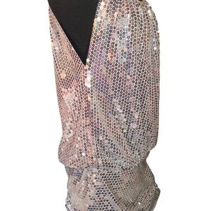 Marc Bouwer Glittering Silver Mini Dress